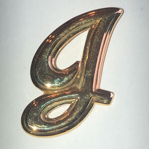 Initial J Vintage Gold Tone Retro Boho Brooch Shoulder Pin